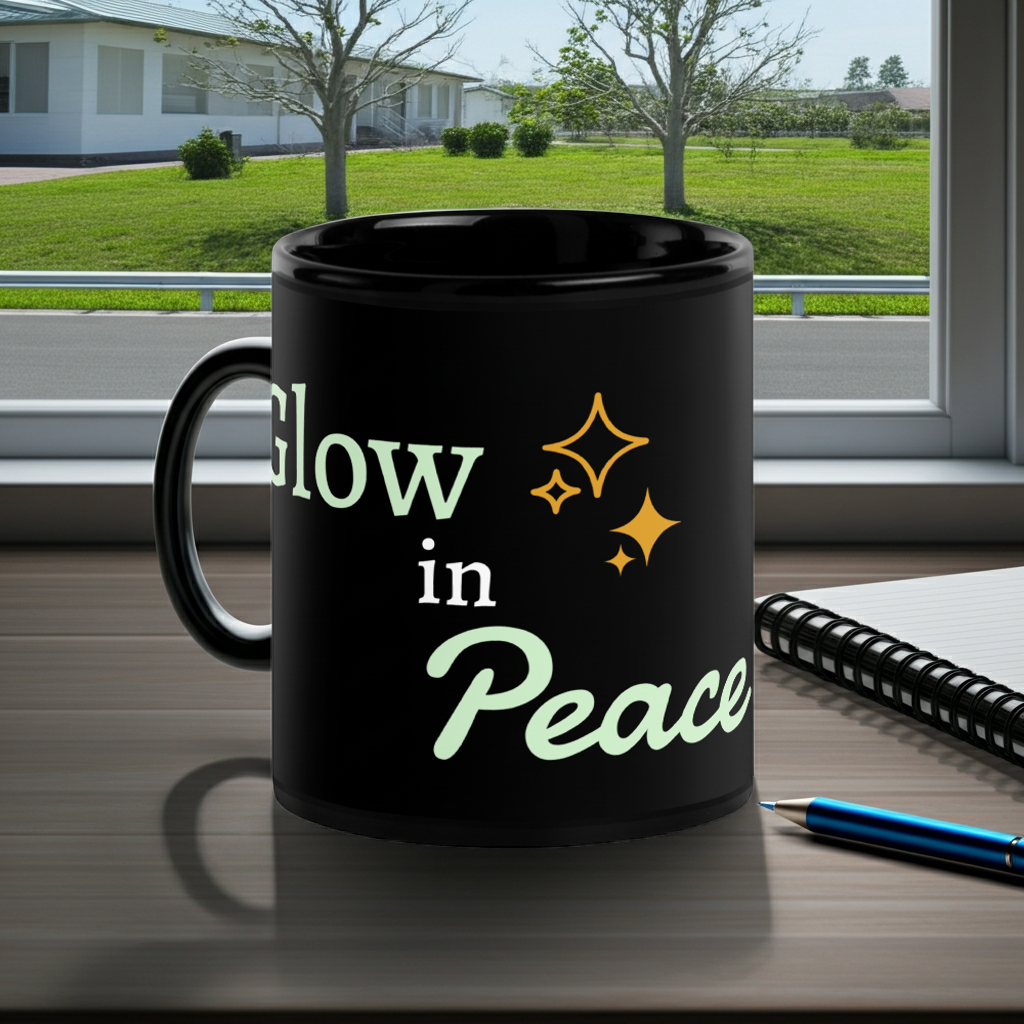 Black Glossy Mug - Glow in Peace