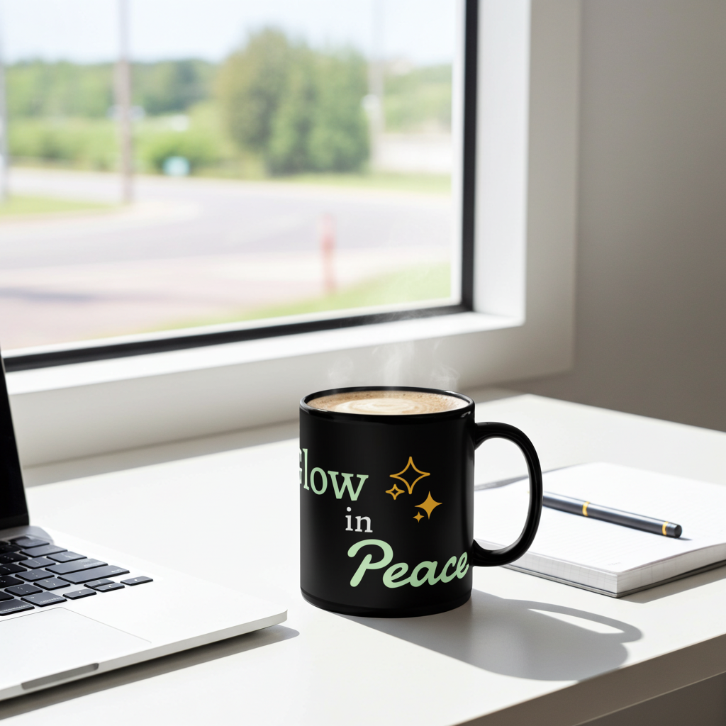 Black Glossy Mug - Glow in Peace