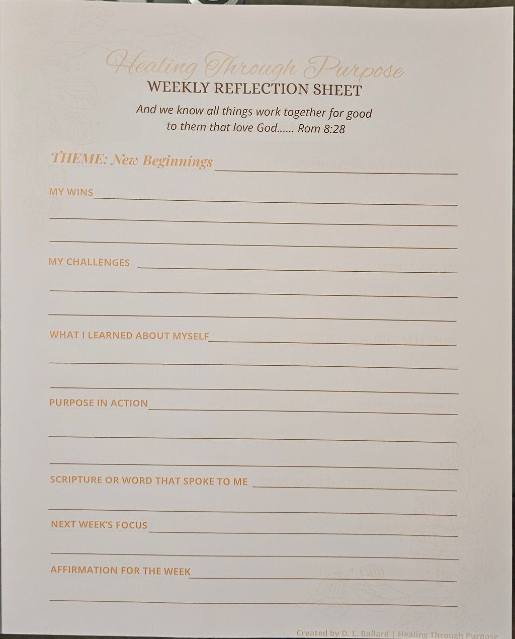Healing Through Purpose: 12-Month Scripture Journal