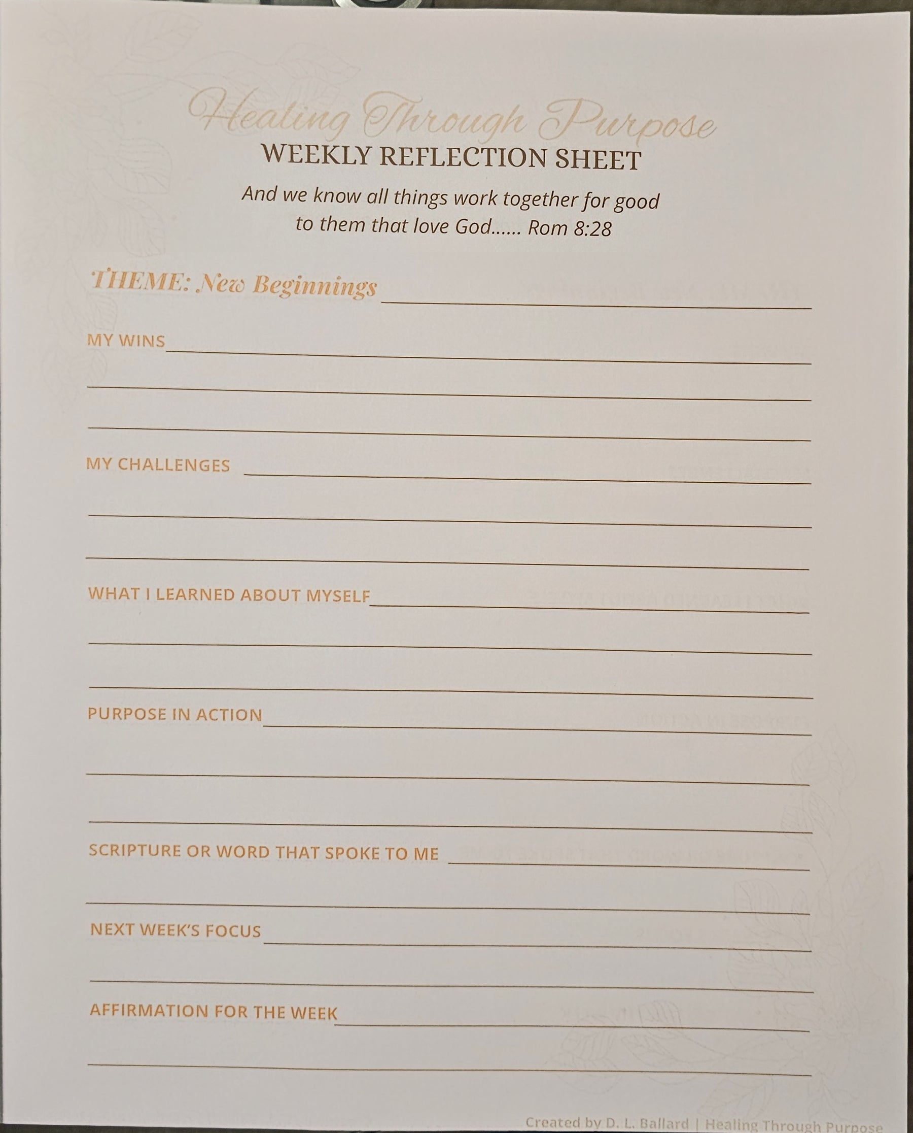 Healing Through Purpose: 12-Month Scripture Journal