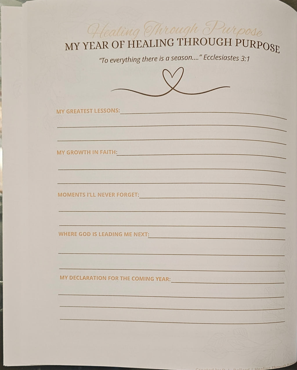 Healing Through Purpose: 12-Month Scripture Journal