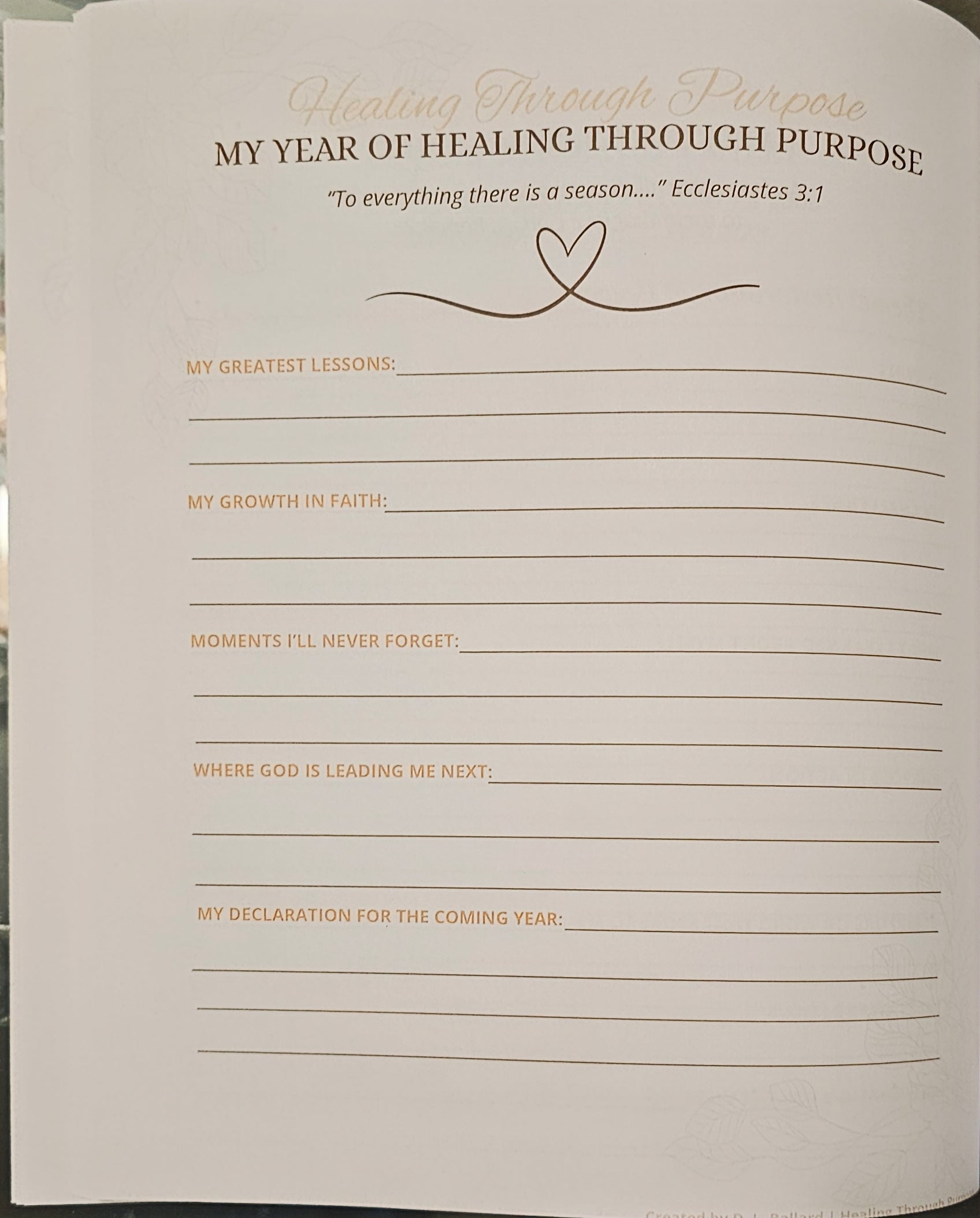 Healing Through Purpose: 12-Month Scripture Journal