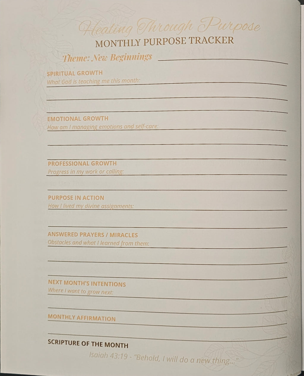 Healing Through Purpose: 12-Month Scripture Journal