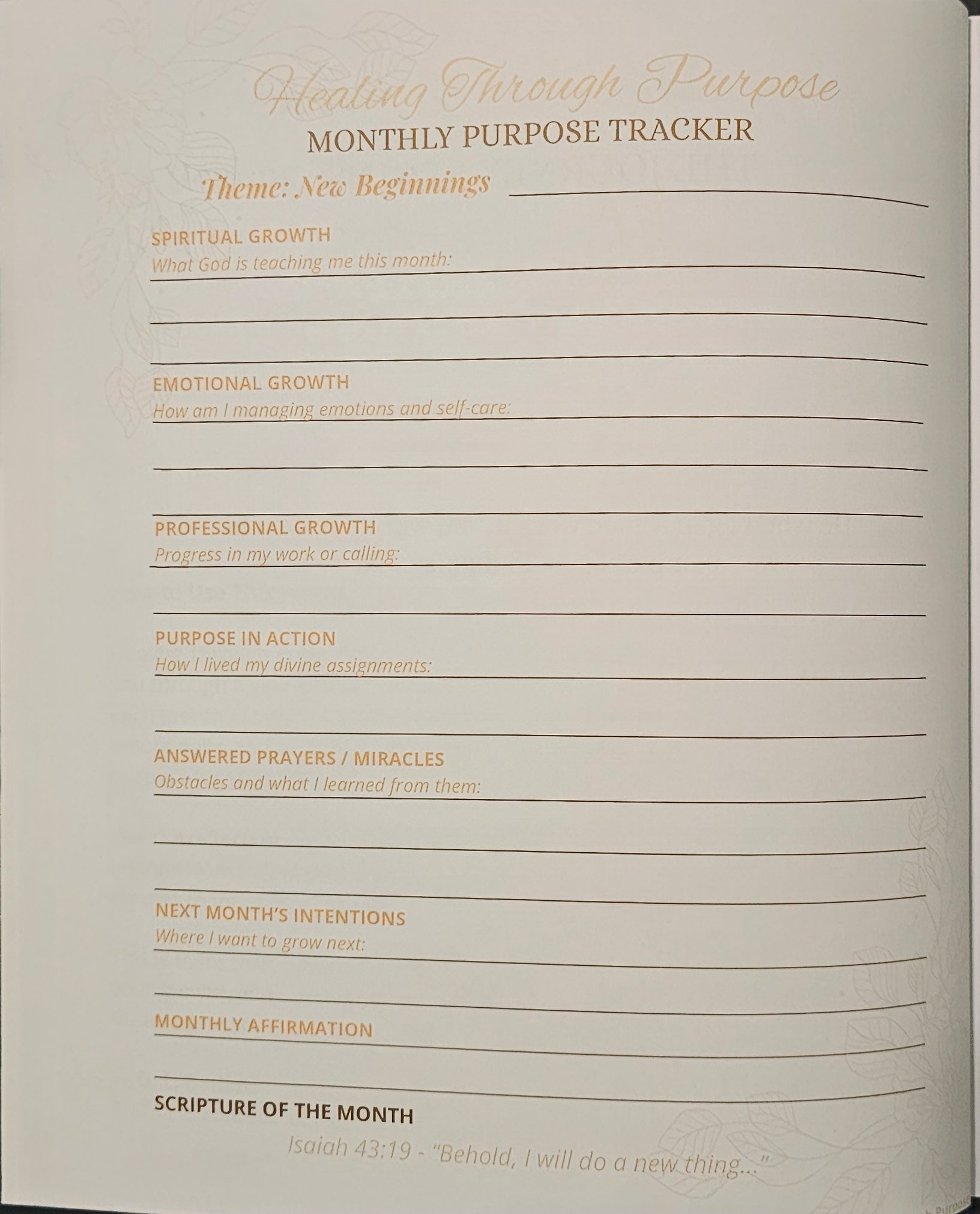 Healing Through Purpose: 12-Month Scripture Journal